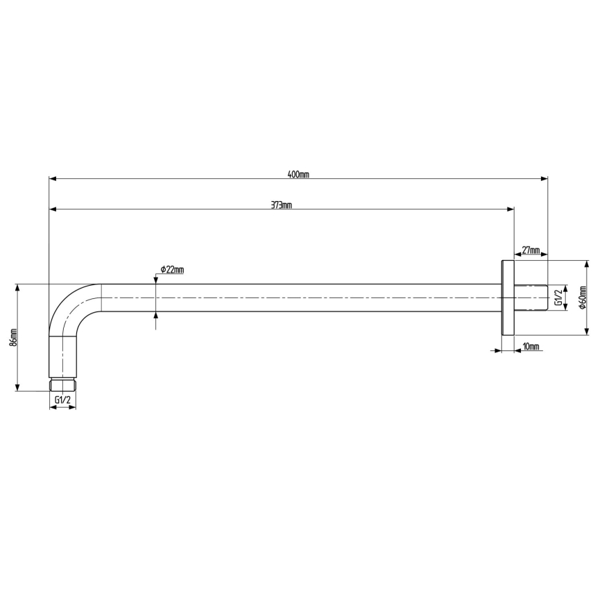 Sapho - Brazo de ducha redondeado 40 cm mate negro