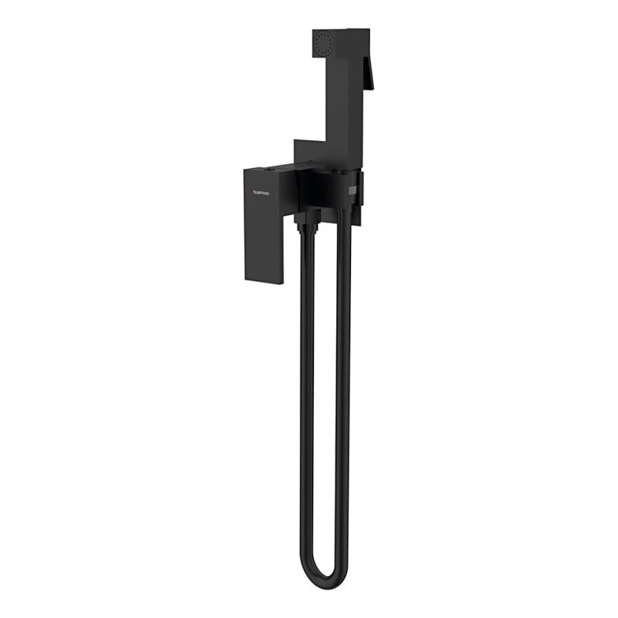 Sapho - Grifo de bidé con ducha para instalación empotrada CUBEMIX angular/negro mate