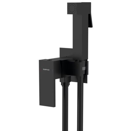 Sapho - Grifo de bidé con ducha para instalación empotrada CUBEMIX angular/negro mate