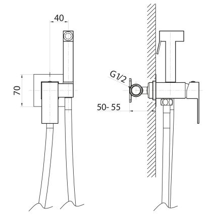 Sapho - Grifo de bidé con ducha para instalación empotrada CUBEMIX angular/negro mate