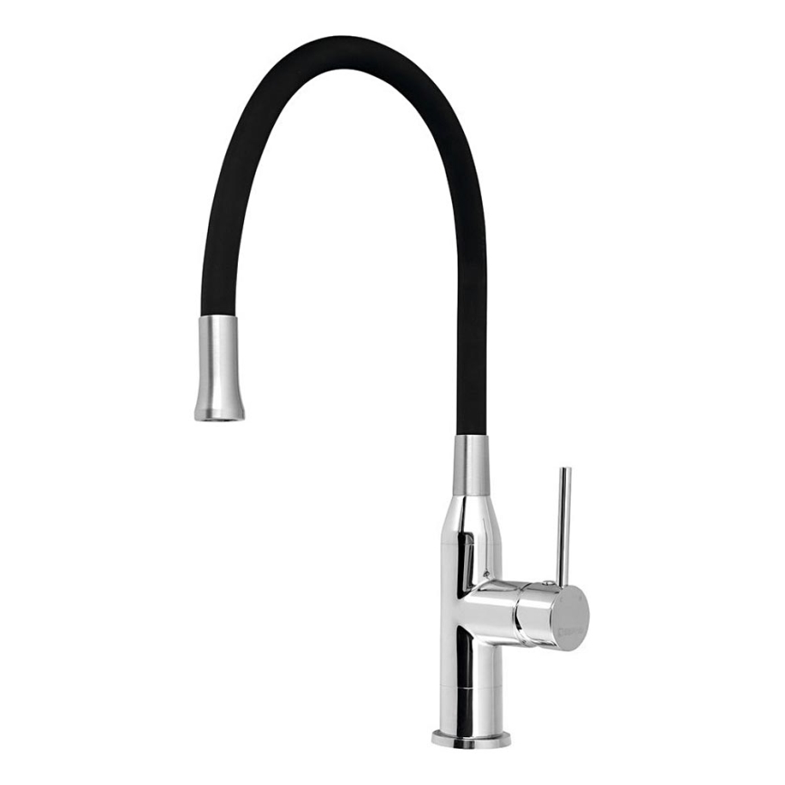 Sapho - Grifo de fregadero con brazo flexible SILI negro/latón