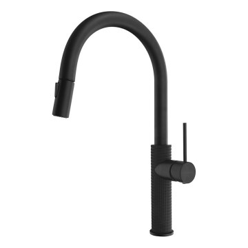 Sapho - Grifo de fregadero con rociador extraíble FLAWO mate negro