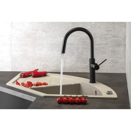 Sapho - Grifo de fregadero con rociador extraíble FLAWO mate negro