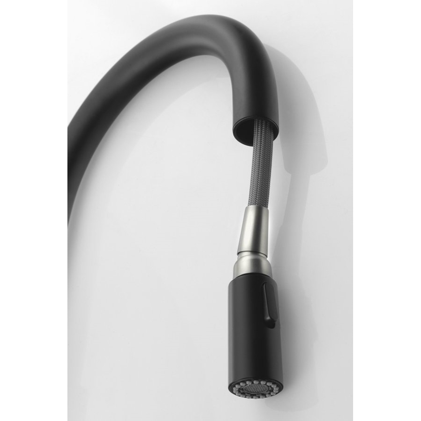Sapho - Grifo de fregadero con rociador extraíble FLAWO mate negro