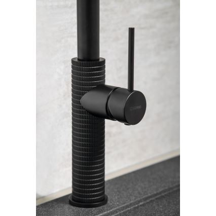 Sapho - Grifo de fregadero con rociador extraíble FLAWO mate negro
