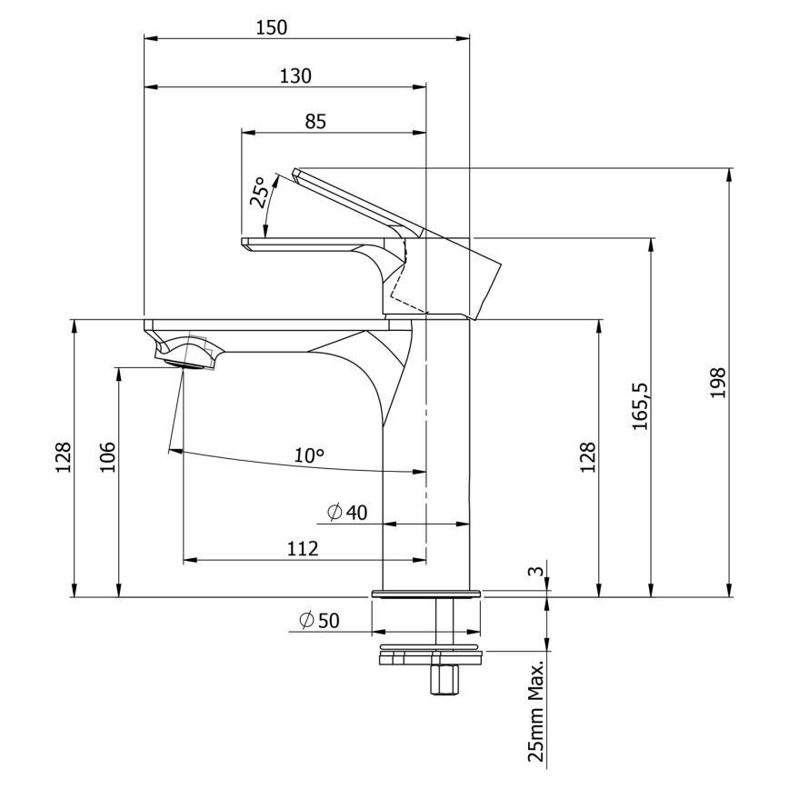 Sapho - Grifo de lavabo PAX 16,5 cm cromo brillante