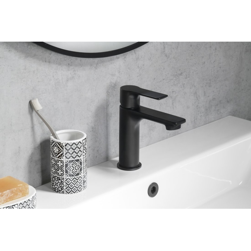 Sapho - Grifo de lavabo PAX 16,5 cm mate negro