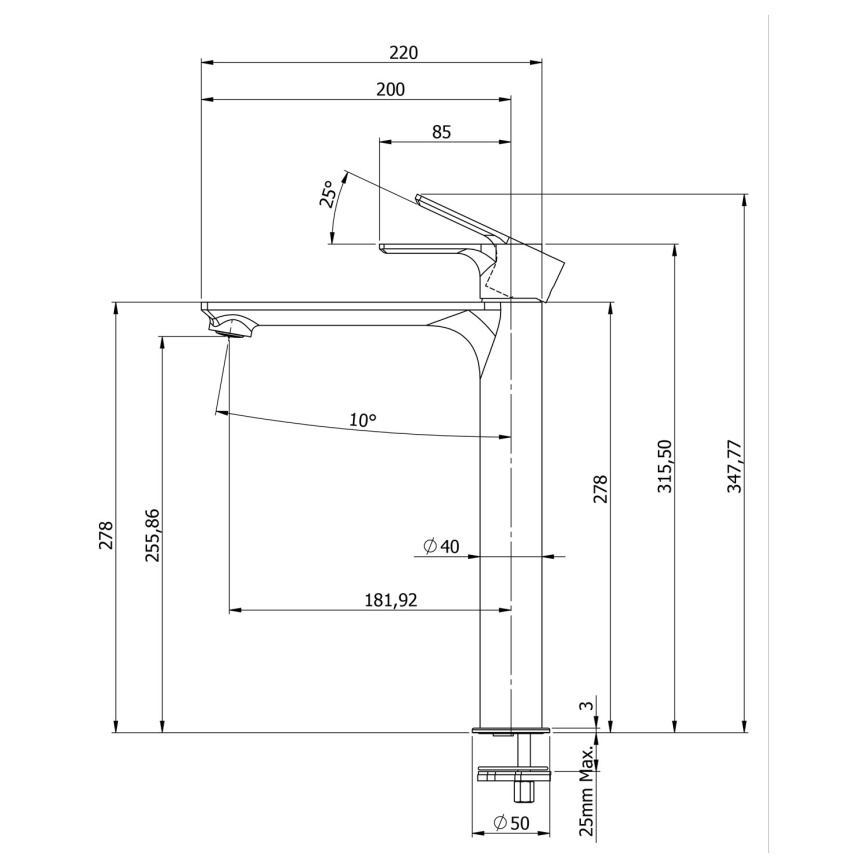 Sapho - Grifo de lavabo PAX 31,5 cm cromo brillante