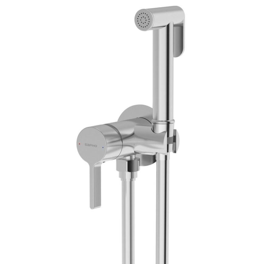Sapho - Grifo empotrado para bidé con ducha ICONIC redondeado/cromo brillante