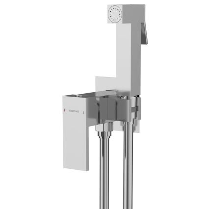 Sapho - Grifo de bidé con ducha para instalación empotrada CUBEMIX angular/cromo brillante