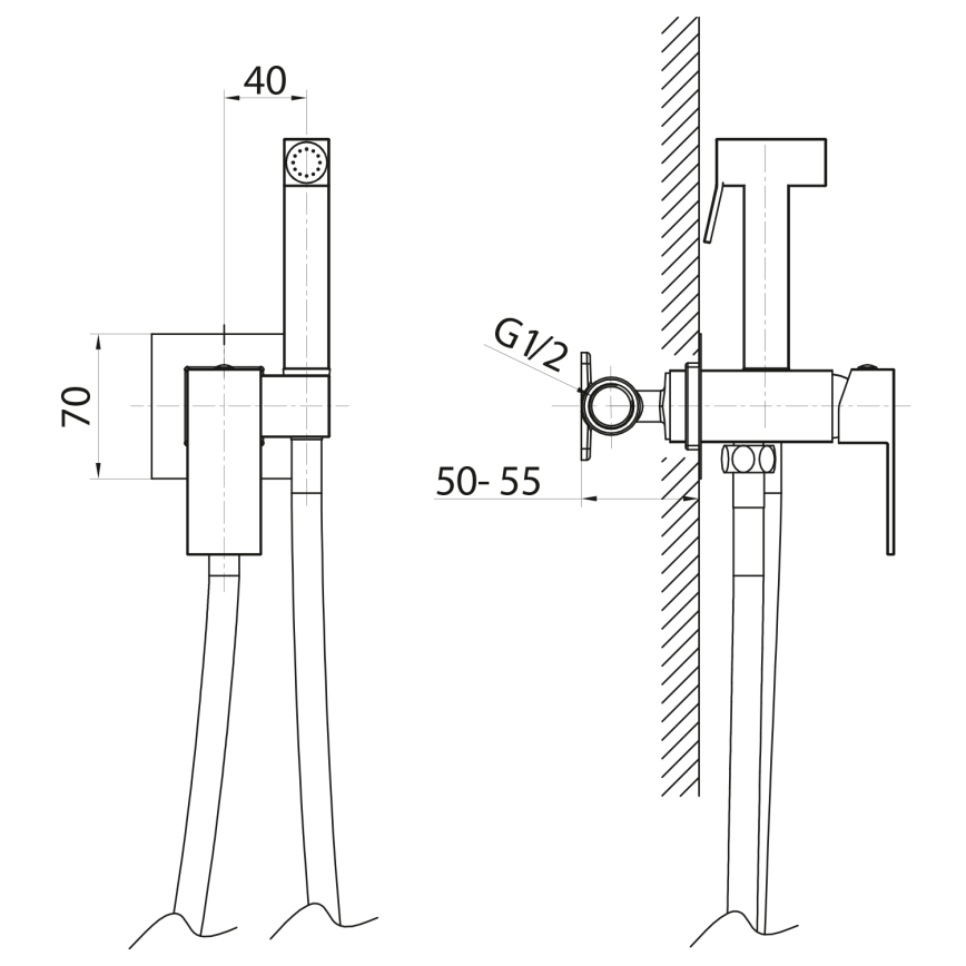 Sapho - Grifo de bidé con ducha para instalación empotrada CUBEMIX angular/cromo brillante