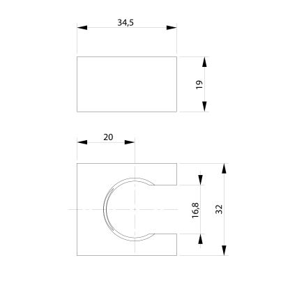 Sapho - Soporte fijo angular para ducha/mate negro