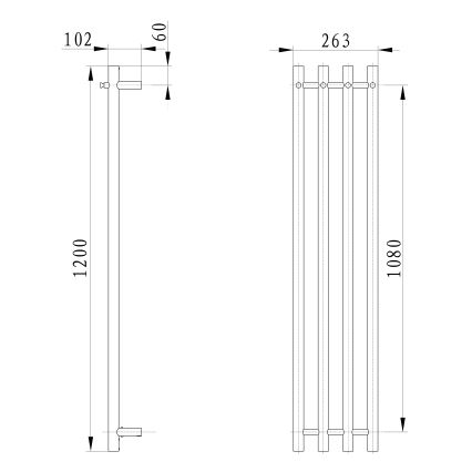 Sapho - Toallero eléctrico PAPINADO 85W/230V 120 cm cromo brillante derecho