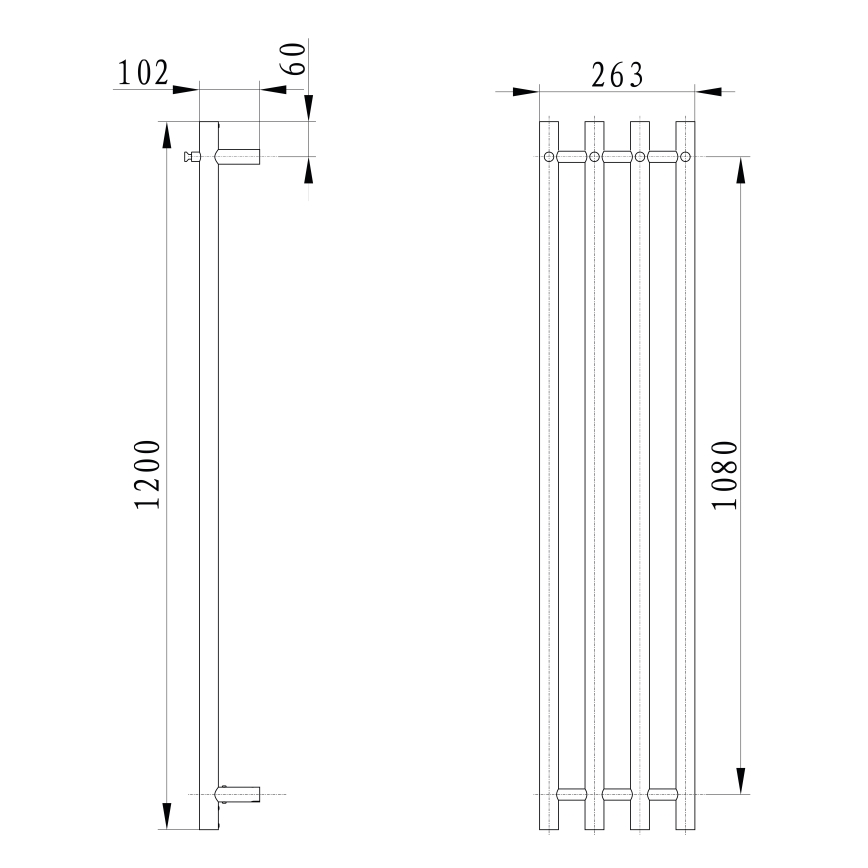 Sapho - Toallero eléctrico PAPINADO 85W/230V 120 cm cromo brillante derecho