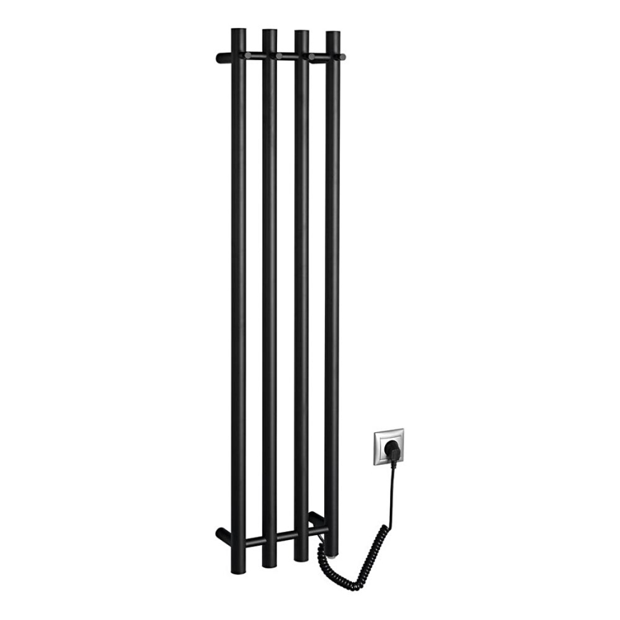 Sapho - Toallero eléctrico PAPINADO 85W/230V 120 cm mate negro derecho