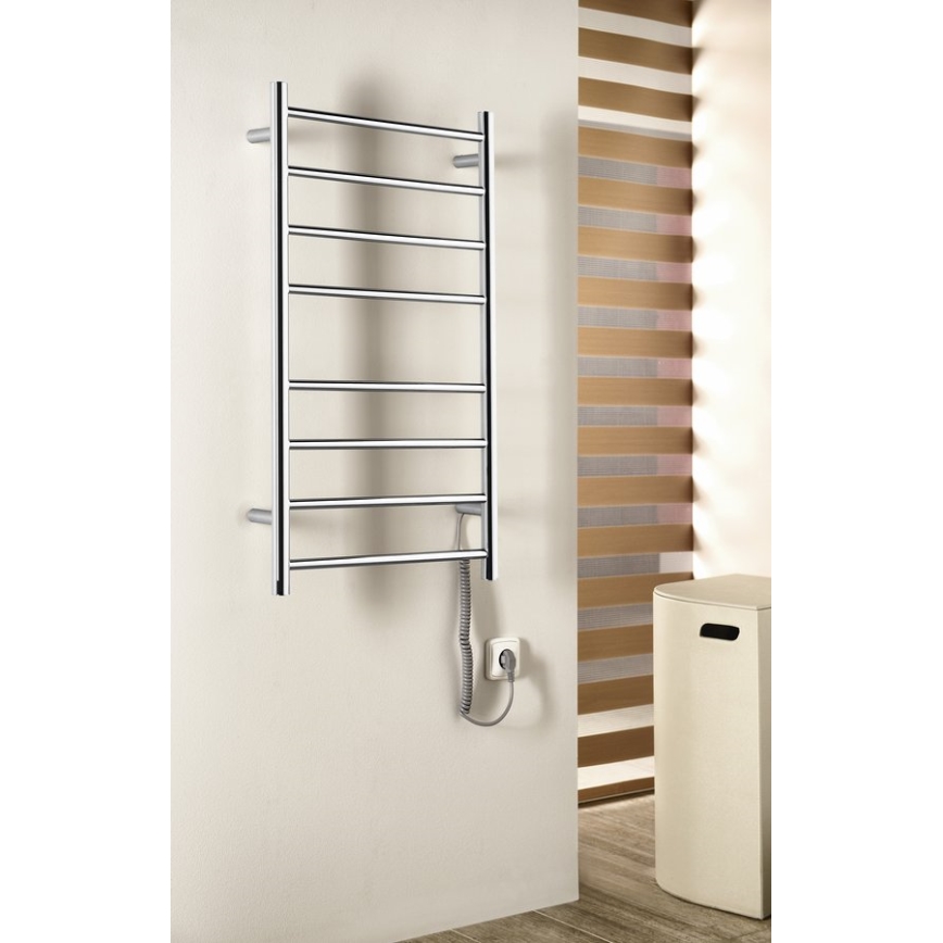 Sapho - Toallero eléctrico REDONDO 75W/230V 90 cm cromo brillante derecho redondeado