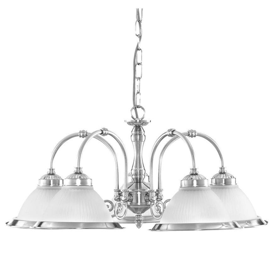 Searchlight - Lámpara colgante con cadena AMERICAN DINER 5xE14/60W/230V cromo brillante