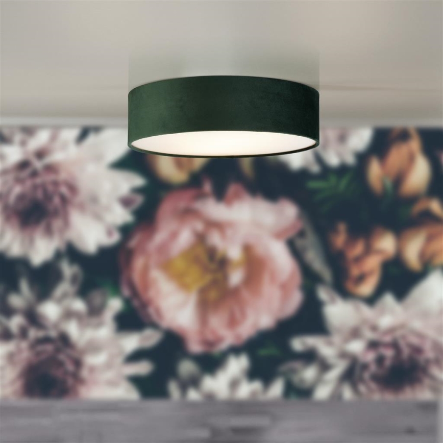 Searchlight - Plafón DRUM PLEAT 2xE27/15W/230V verde