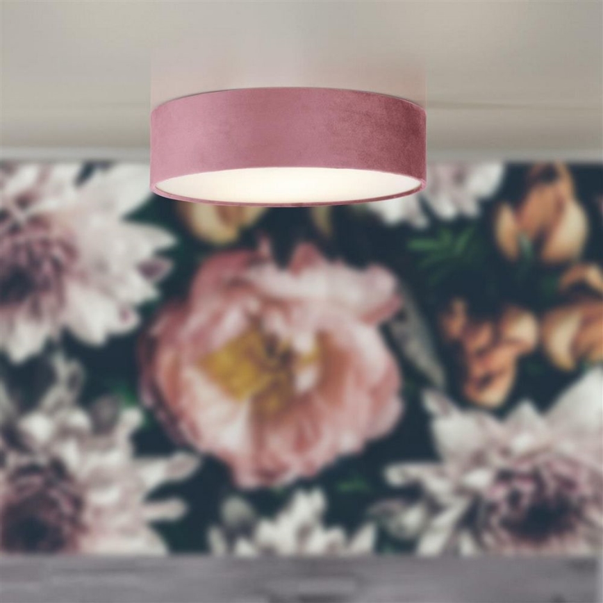 Searchlight - Plafón DRUM PLEAT 2xE27/15W/230V rosa