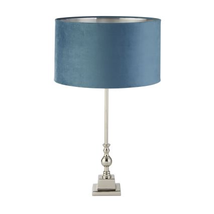 Searchlight - Lámpara de mesa WHITBY 1xE27/10W/230V azul/cromo brillante