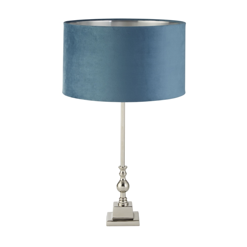 Searchlight - Lámpara de mesa WHITBY 1xE27/10W/230V azul/cromo brillante