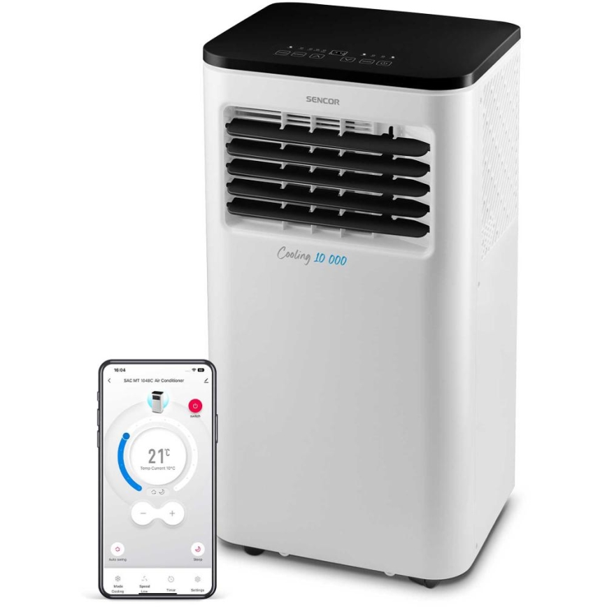 Sencor - Aire acondicionado móvil inteligente 3en1 con accesorios completos 1050W/230V 10000 BTU Wi-Fi + control remoto