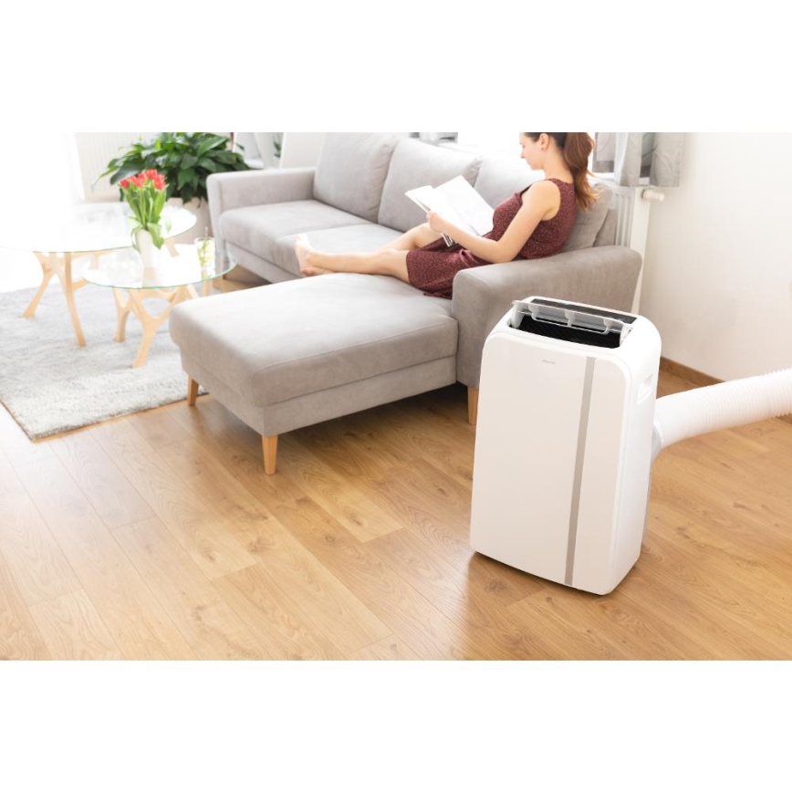 Sencor - Aire acondicionado móvil inteligente 3en1 con accesorios completos 1450W/230V 12000 BTU Wi-Fi blanco + control remoto