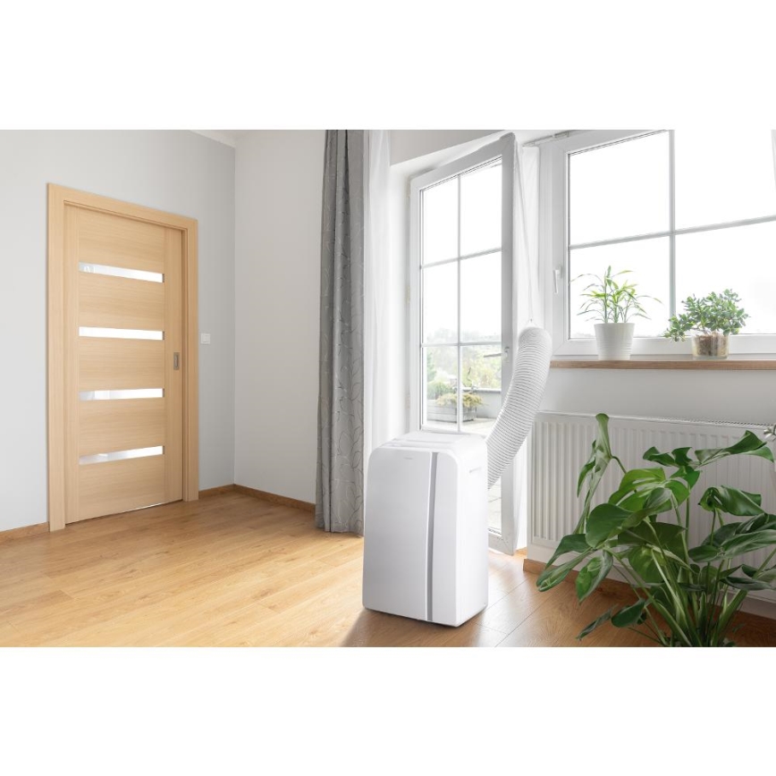 Sencor - Aire acondicionado móvil inteligente 3en1 con accesorios completos 1450W/230V 12000 BTU Wi-Fi blanco + control remoto
