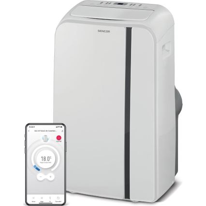 Sencor - Aire acondicionado móvil inteligente 3en1 con accesorios completos 1450W/230V 12000 BTU Wi-Fi blanco + control remoto