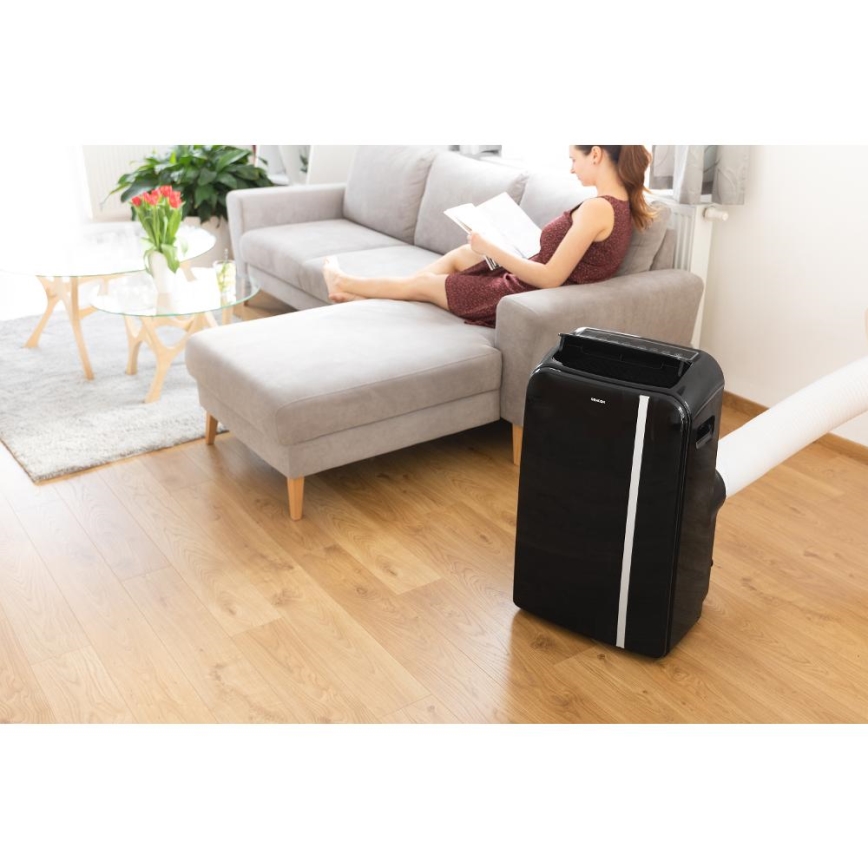 Sencor - Aire acondicionado móvil inteligente 3en1 con accesorios completos 1450W/230V 12000 BTU Wi-Fi negro + control remoto