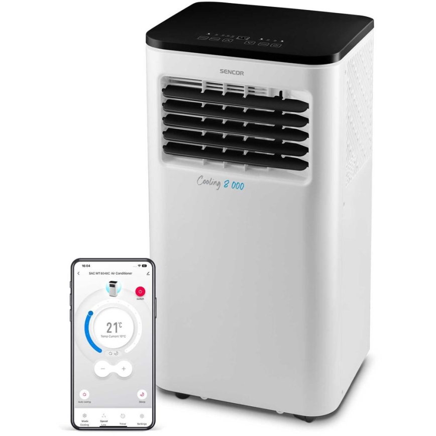 Sencor - Aire acondicionado móvil inteligente 3en1 con accesorios completos 805W/230V 8000 BTU Wi-Fi + control remoto