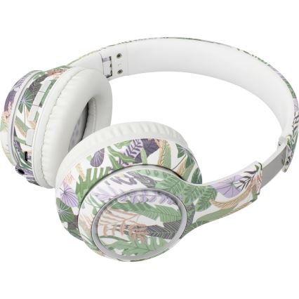 Sencor - Auriculares inalámbricos con micrófono 3,7V/400 mAh verde/blanco