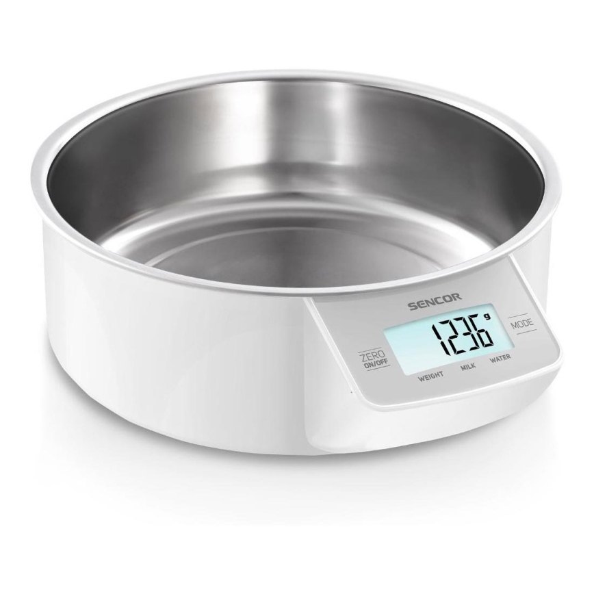 Sencor - Balanza de cocina digital 2xAAA blanco/cromo mate