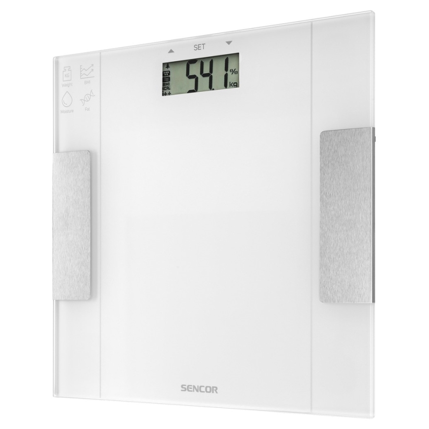 Sencor - Báscula personal de fitness inteligente 1xCR2032 blanco