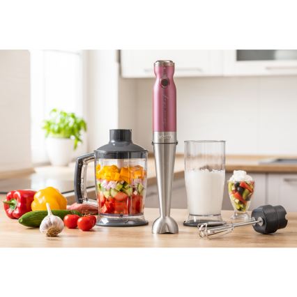 Sencor - Batidora de mano 4en1 1200W/230V acero inoxidable/rosa