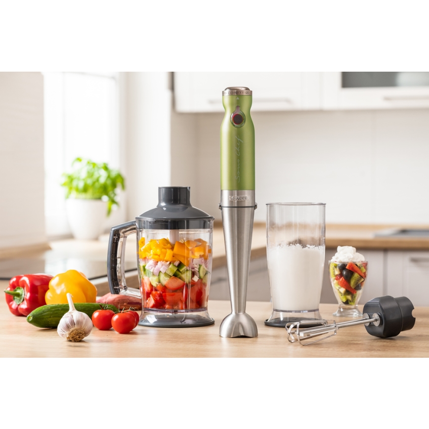 Sencor - Batidora de mano 4en1 1200W/230V acero inoxidable/verde