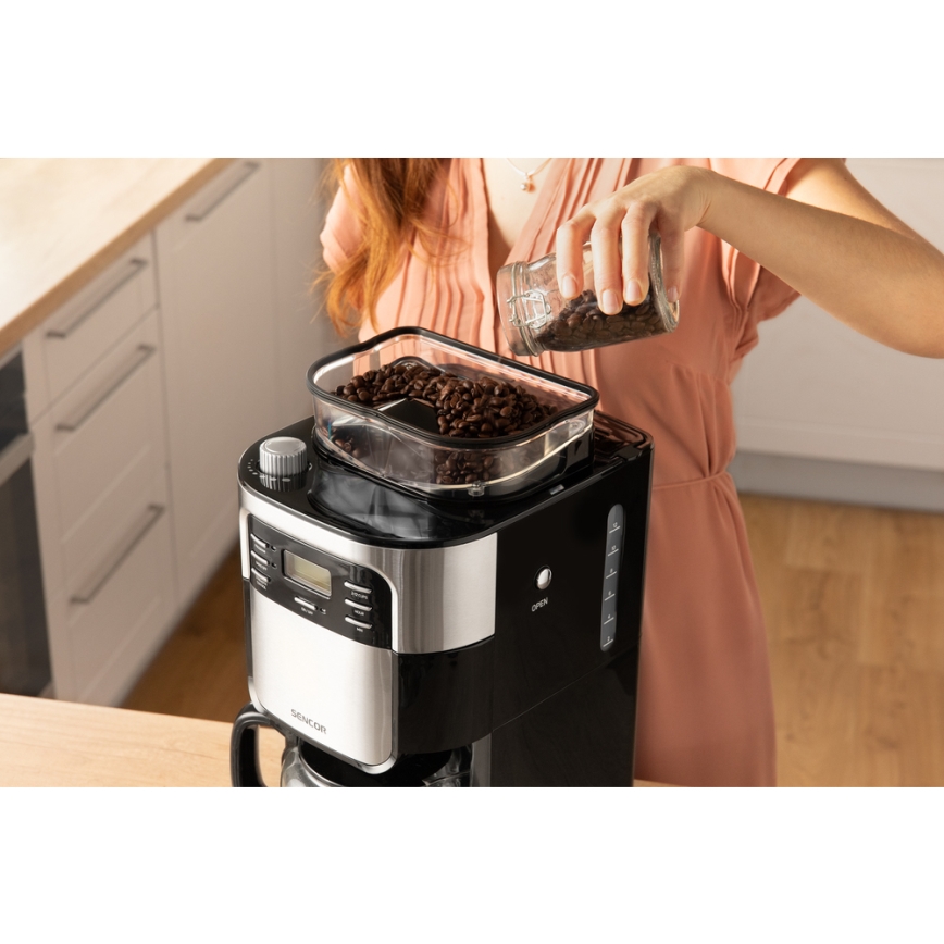 Sencor - Cafetera de goteo 1,5 l con pantalla LCD 900W/230V