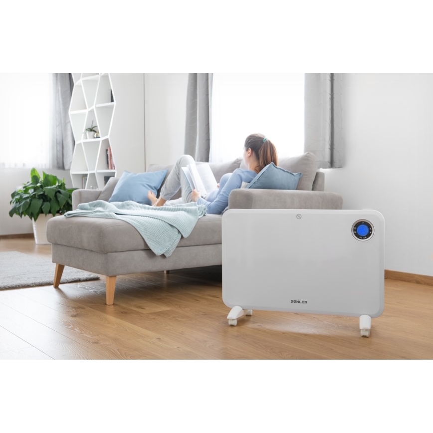 Sencor - Calefactor por convección con pantalla LCD y termostato 750W/1500W/230V IP24