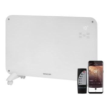 Sencor - Calentador de convección con pantalla LCD 750W/1500W/230V Wi-Fi Tuya IP24 blanco + mando a distancia