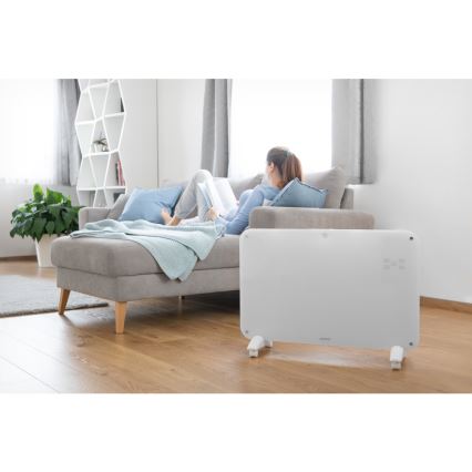 Sencor - Calentador de convección con pantalla LCD 750W/1500W/230V Wi-Fi Tuya IP24 blanco + mando a distancia