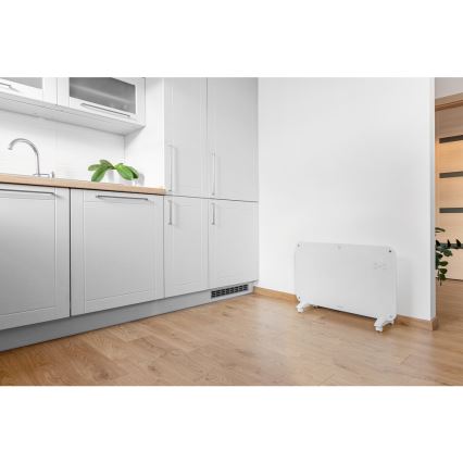 Sencor - Calentador de convección con pantalla LCD 750W/1500W/230V Wi-Fi Tuya IP24 blanco + mando a distancia