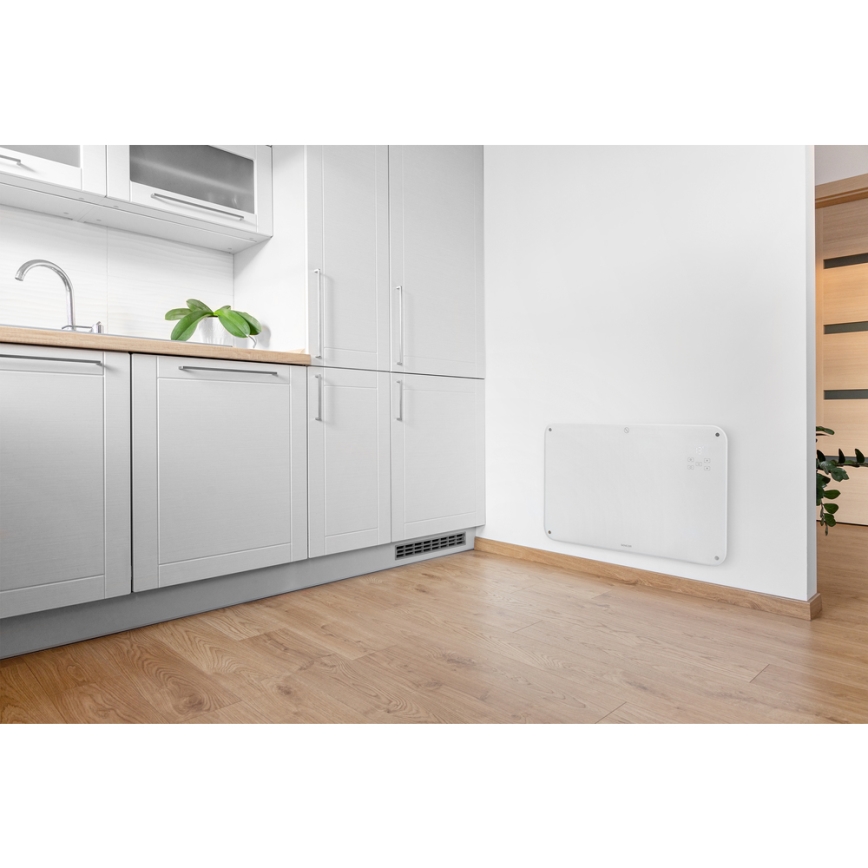 Sencor - Calentador de convección con pantalla LCD 750W/1500W/230V Wi-Fi Tuya IP24 blanco + mando a distancia