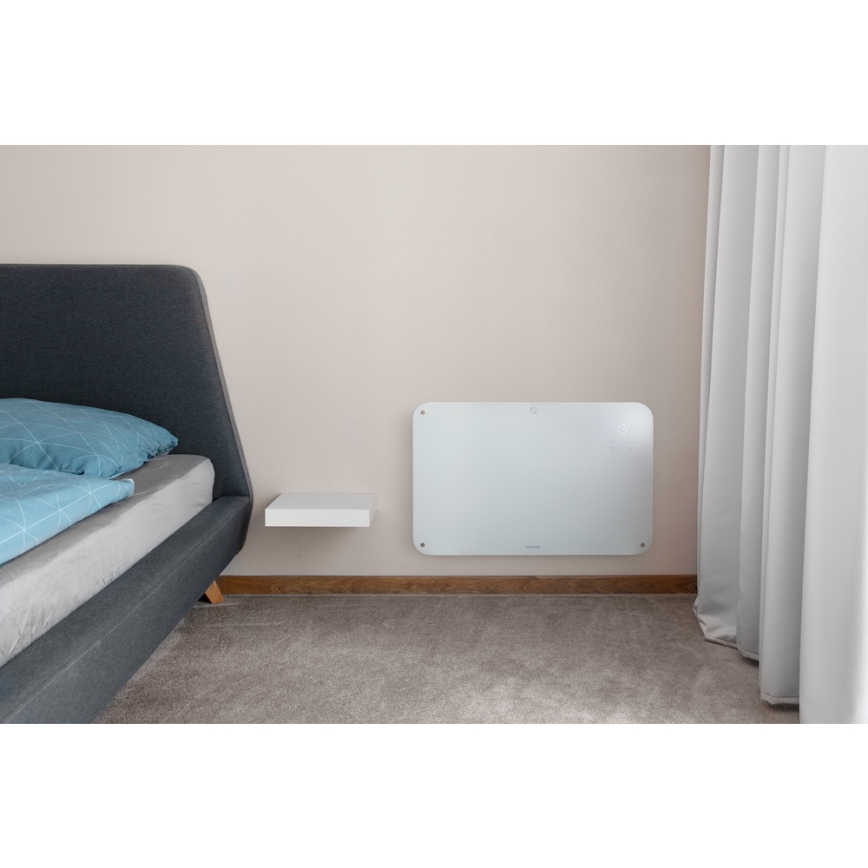 Sencor - Calentador de convección con pantalla LCD 750W/1500W/230V Wi-Fi Tuya IP24 blanco + mando a distancia