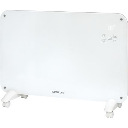 Sencor - Calentador de convección con pantalla LCD 750W/1500W/230V Wi-Fi Tuya IP24 blanco + mando a distancia