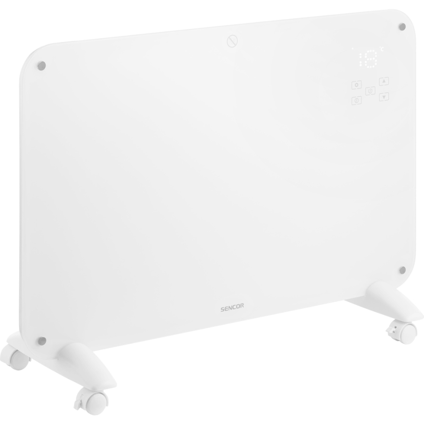 Sencor - Calentador de convección con pantalla LCD 750W/1500W/230V Wi-Fi Tuya IP24 blanco + mando a distancia