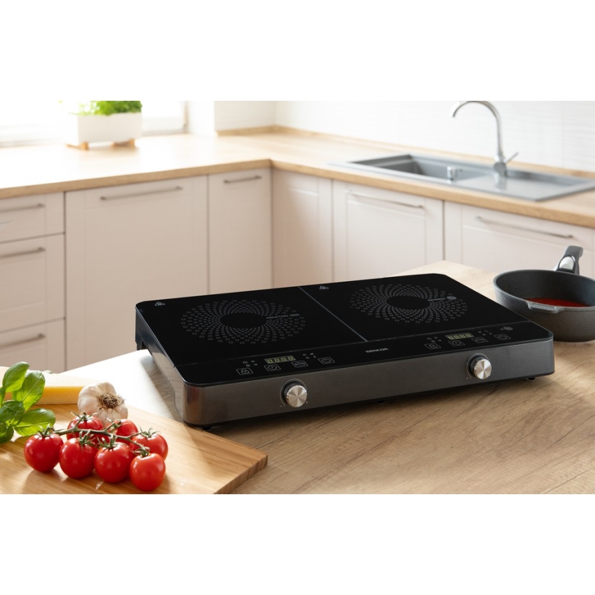 Sencor - Cocina de inducción de dos placas con pantalla LCD 3400W/230V