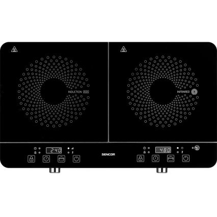 Sencor - Cocina de inducción de dos placas con pantalla LCD 3400W/230V