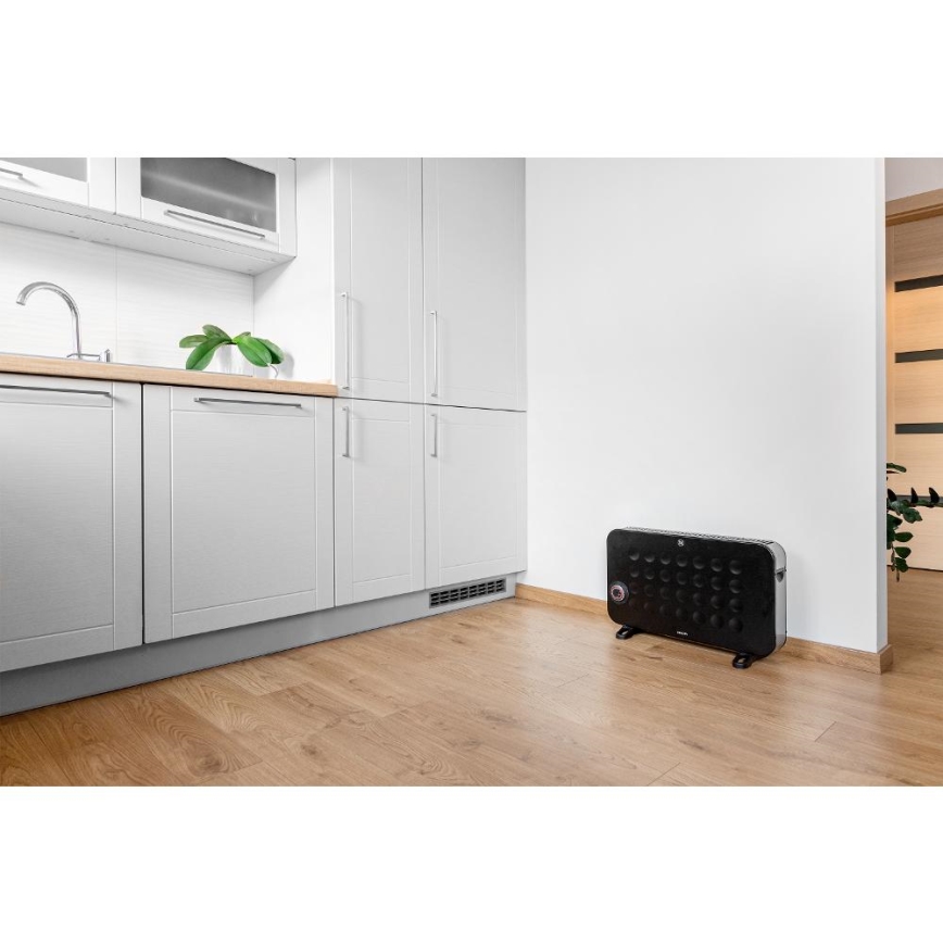 Sencor - Convector eléctrico 750/1250/2000W/230V termostato IP24 negro