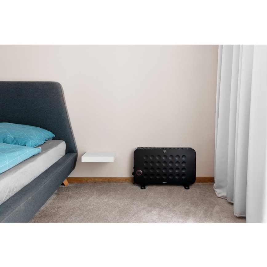 Sencor - Convector eléctrico 750/1250/2000W/230V termostato IP24 negro