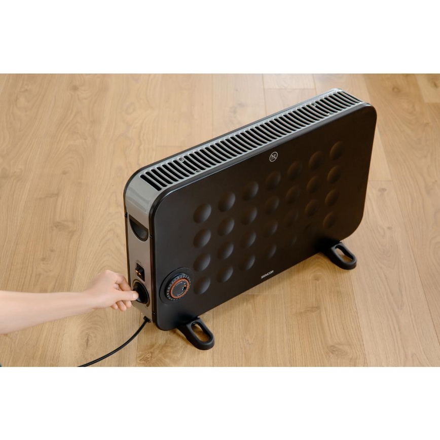 Sencor - Convector eléctrico 750/1250/2000W/230V termostato IP24 negro